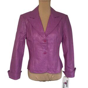 Metrostyle Lilac Genuine Leather Blazer Jacket Sz 10